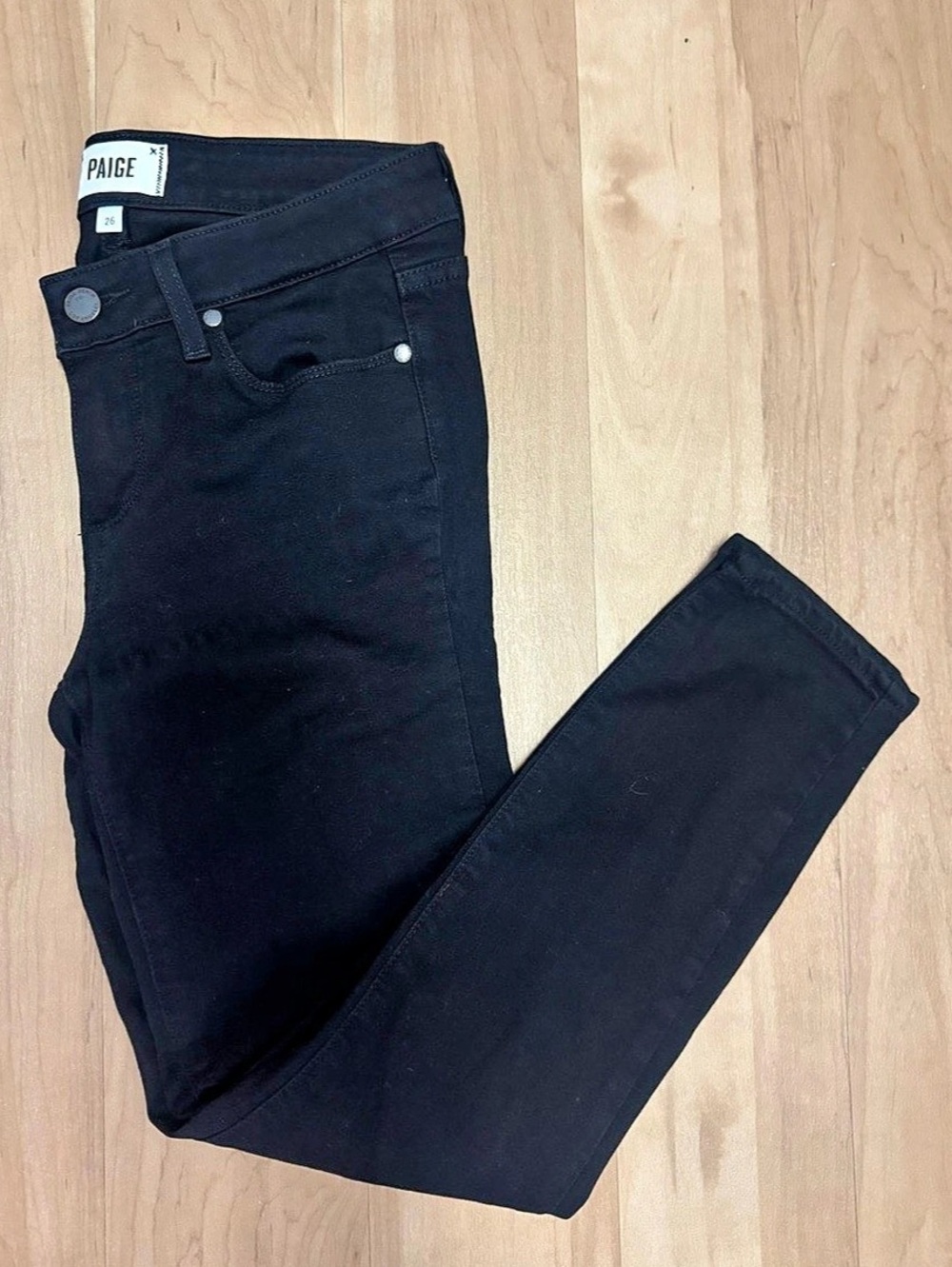 Paige Verdugo Crop Black Skinny Jeans Waist 26